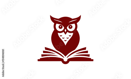 Wise owl perched on an open book logo design ai generated