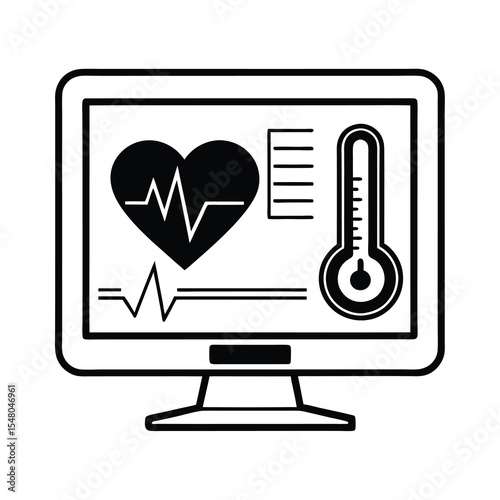 Medical Monitor Display with Heart Rate and Temperature