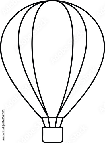 hot air balloon icon line art vector illustration on transparent background