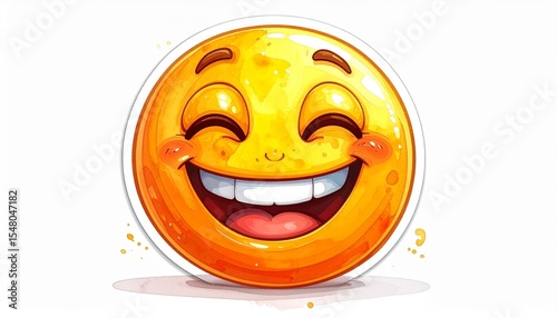 Cute Laughing Emoticon   Emoji Character Illustration