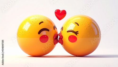 Kissing Emoticon   Emoji With Red Heart Illustration On White Background.