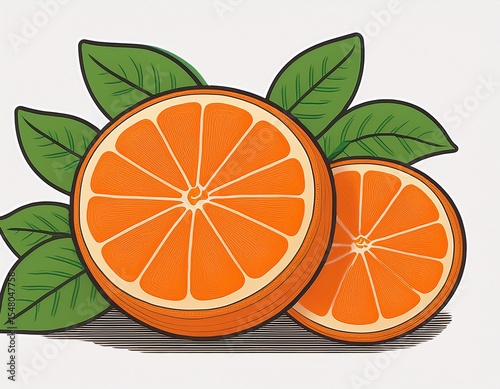 orange with leaf isolated on white background