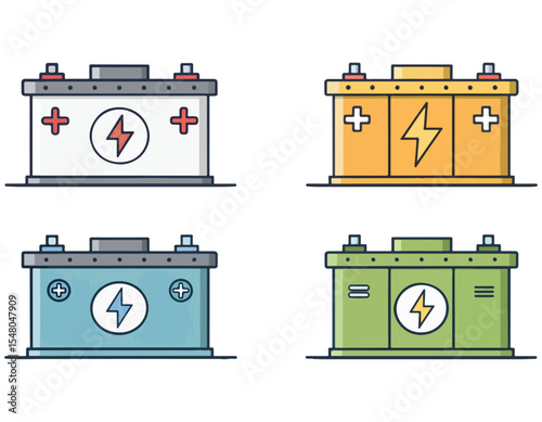 Car Battery Icons 90.eps Vector Illustrations of Auto Batteries for Design Projects