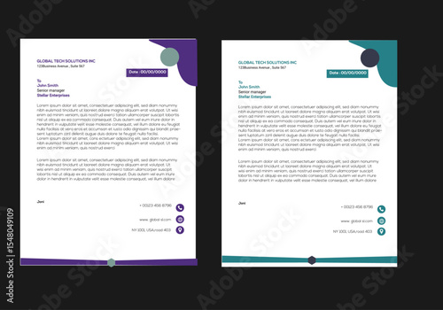 Clean and professional corporate company business letterhead template design with color variation bundle(45).