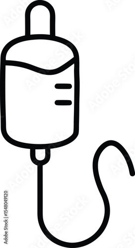 iv drip bag icon line art vector illustration on transparent background