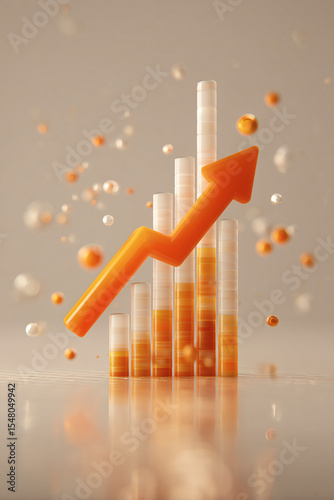 Ascending graph with arrow showcasing growth and positive trajectory against a neutral backdrop.