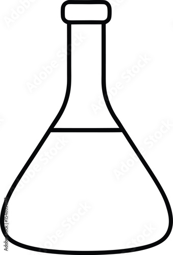 lab flask icon line art vector illustration on transparent background
