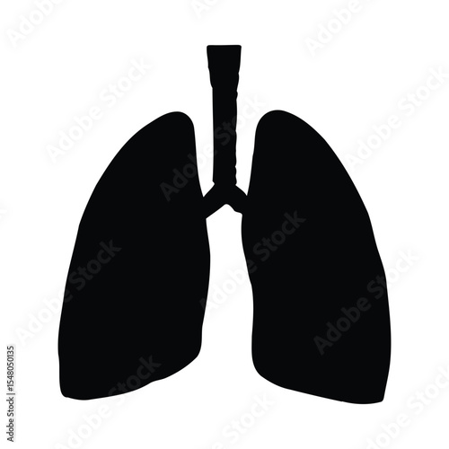 Black Silhouette Anatomical Human Lungs Respiratory System Medical Diagram anatomy