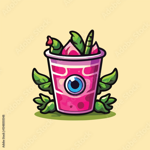vector style cute unique undead monster mascot illustration