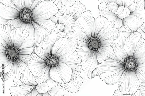 Wallpaper Mural flawless visual of Floral line art flat design background Torontodigital.ca