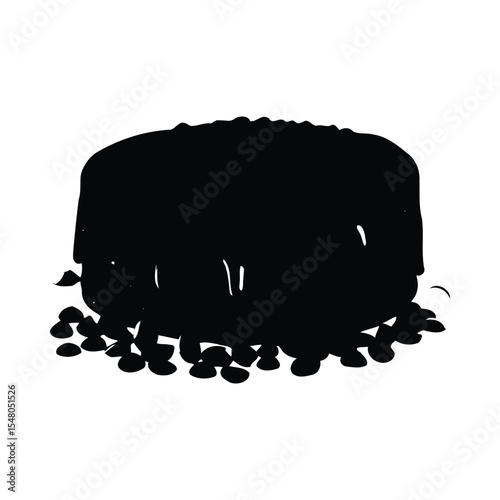 Black Silhouette Chocolate Cake Coffee Beans Dark Glaze Dessert Treat Bakery Sweet Food vector