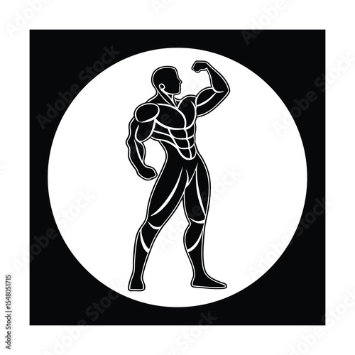 Muscular Man Silhouette in Power Pose