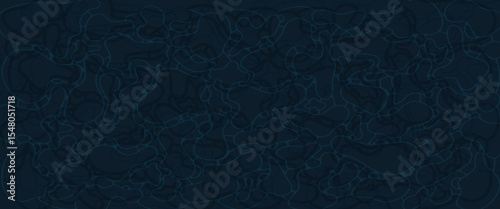 Dark abstract sea water texture with organic wavy lines. Seamless pattern in deep blue shades. Ideal for backgrounds, packaging, nature themes, and underwater design concepts.