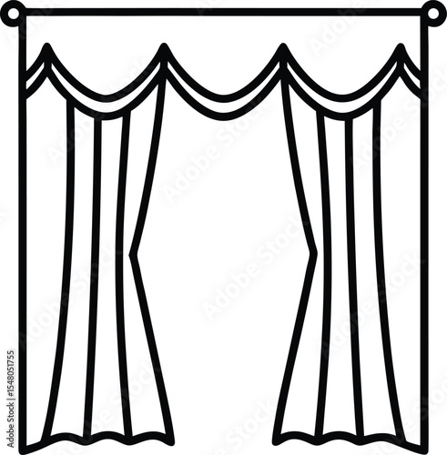 linen curtains icon line art vector illustration on transparent background
