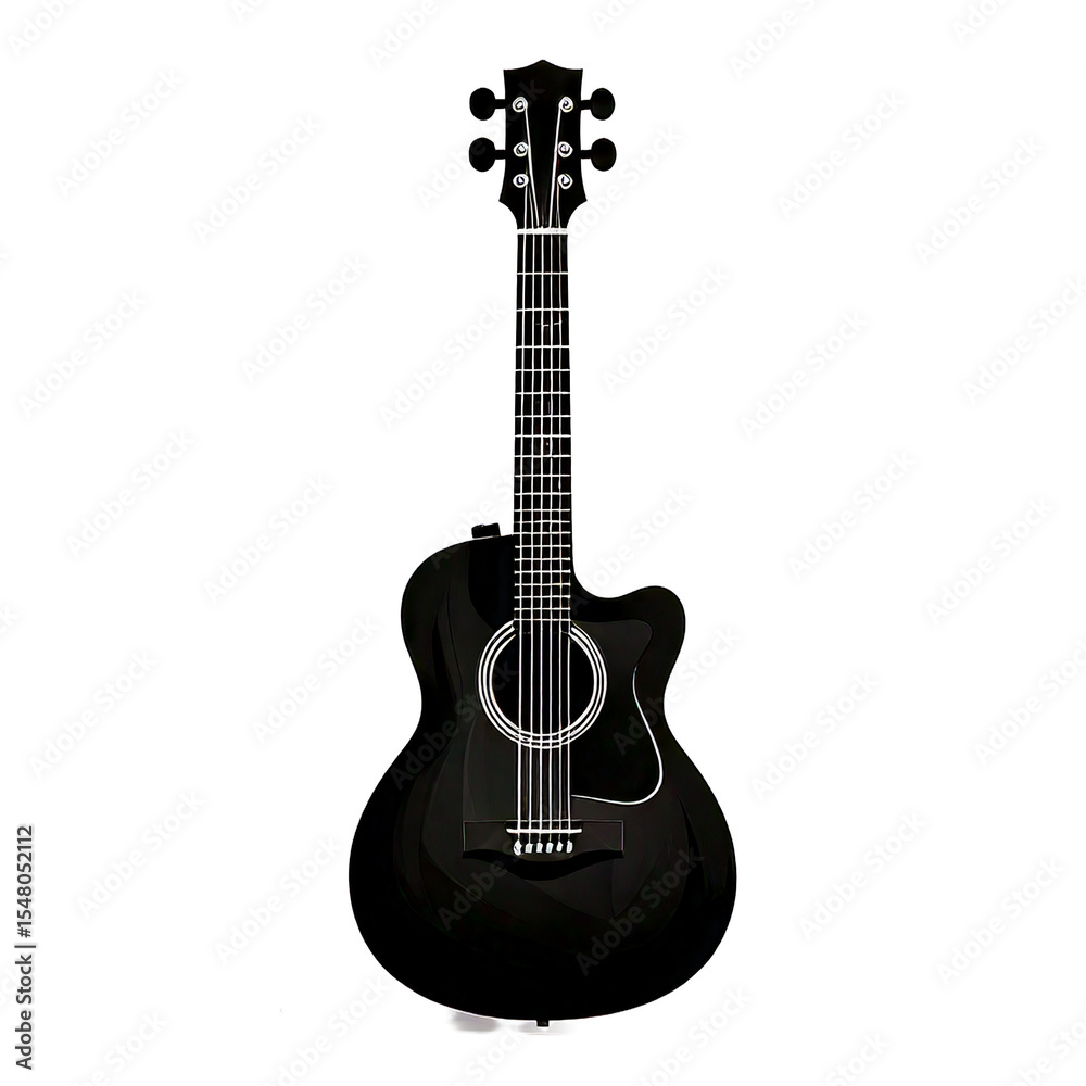 Obraz premium Guitar Vector Silhouette Isolate White Background 