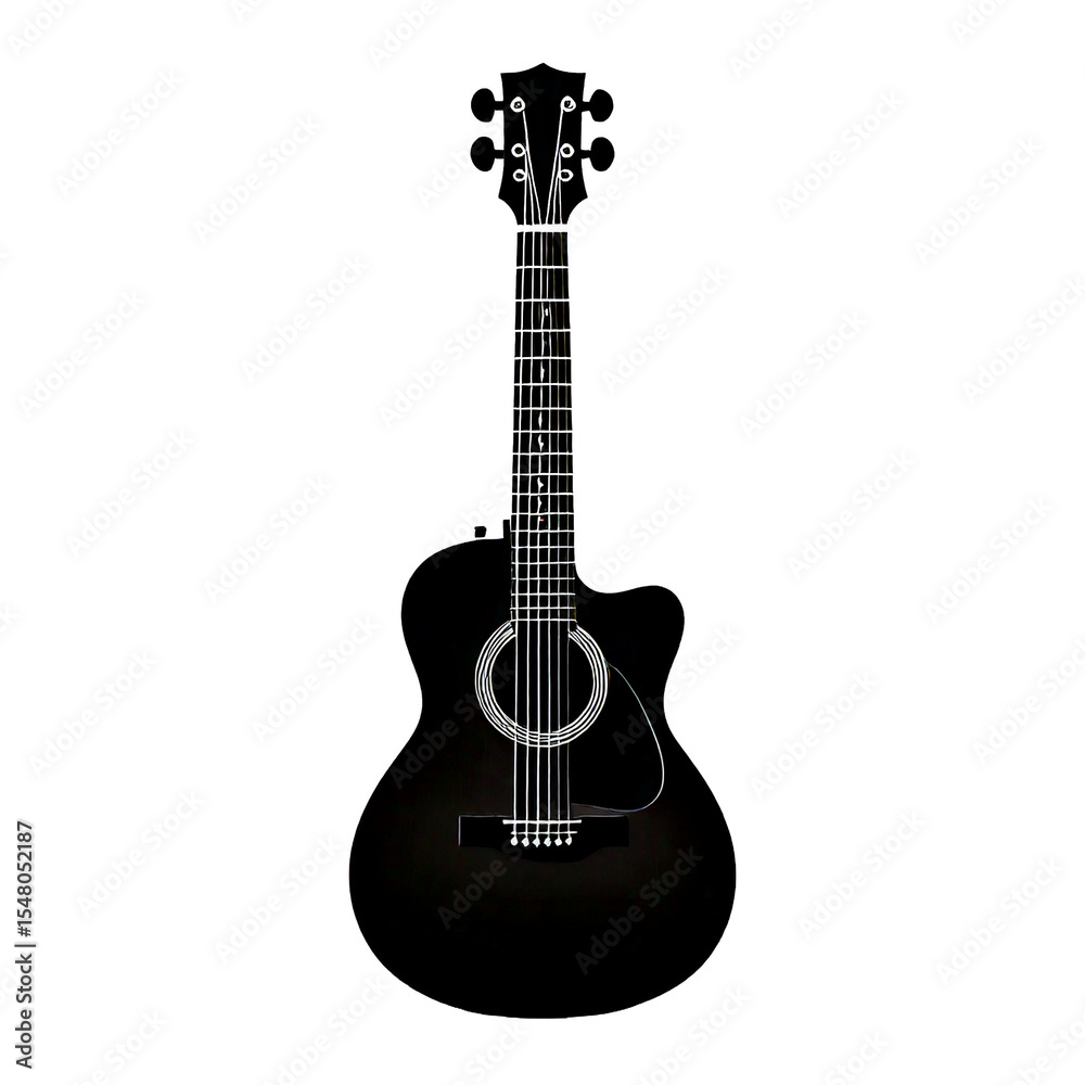Obraz premium Guitar Vector Silhouette Isolate White Background 