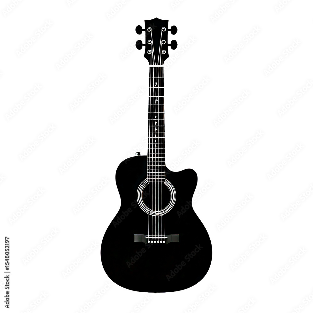 Naklejka premium Guitar Vector Silhouette Isolate White Background 