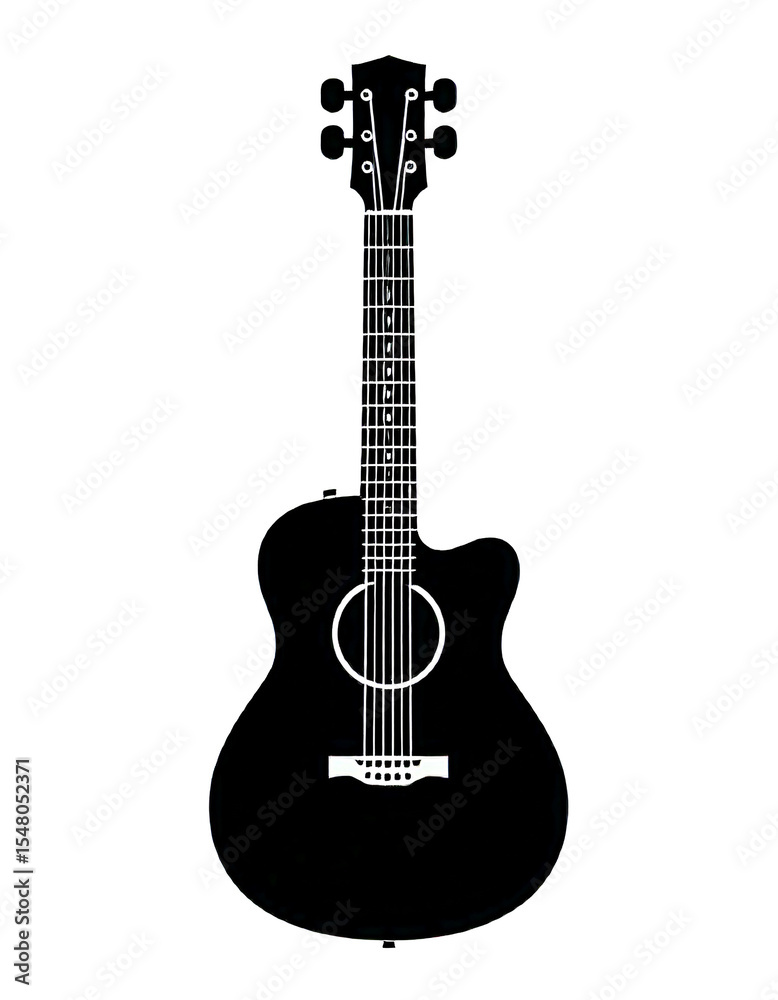 Fototapeta premium Guitar Vector Silhouette Isolate White Background 