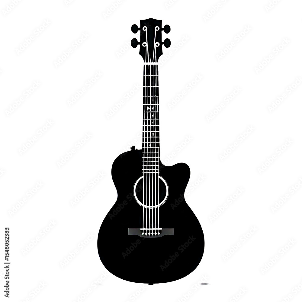 Fototapeta premium Guitar Vector Silhouette Isolate White Background 