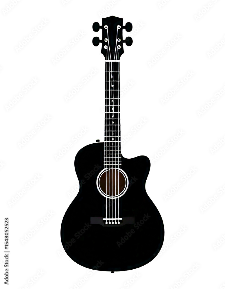 Obraz premium Guitar Vector Silhouette Isolate White Background 