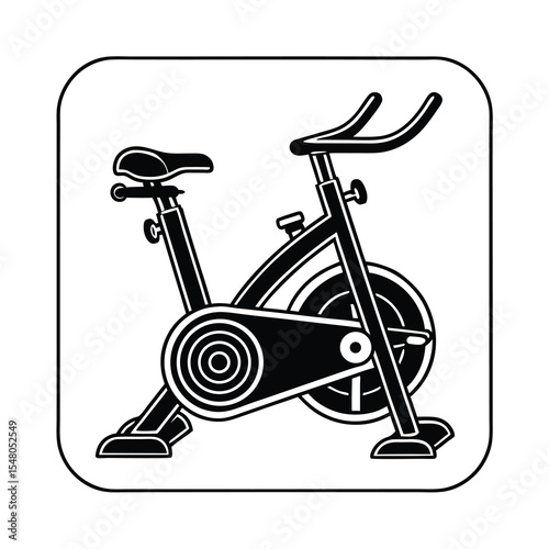 Black and White Stationary Exercise Bike Icon