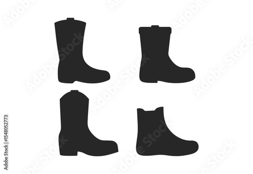 Four different boot silhouettes black icons