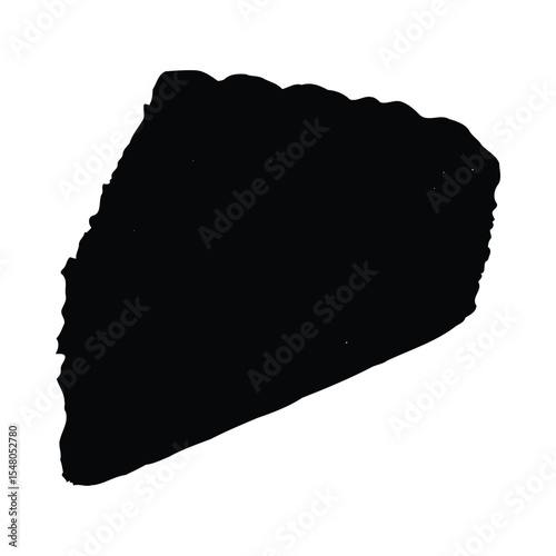 Black Silhouette Crumble Topped Cheesecake Slice Isolated Background white