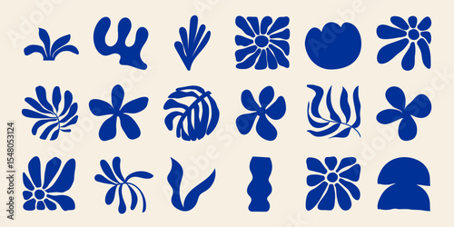 Matisse Abstract Shape. Vector Poster Organic Art Poster. Modern Pattern Leaf. Modern Floral Prints in Contemporary Minimal Style. Trendy Boho Illustrations.