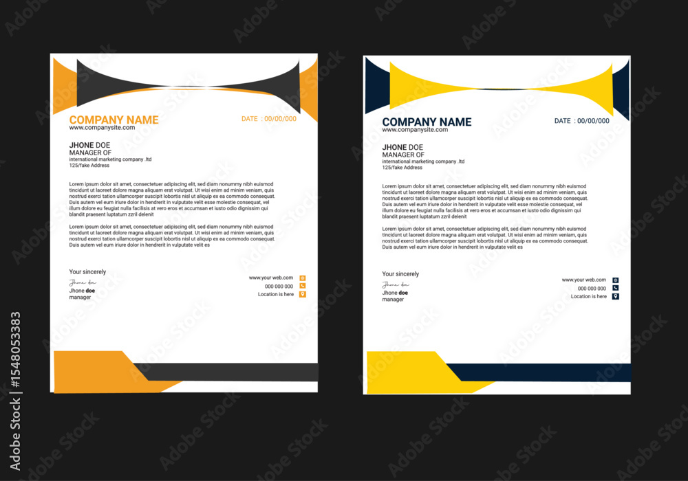 Generic Company Letterhead template design 8.5x11 inches.Letterhead format template, business style letterhead template design( 65)