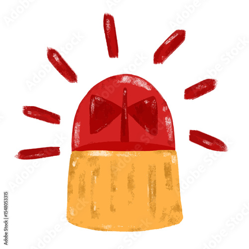 Cute hand drawn red fire alarm warning tools sound doodle kids watercolor crayon illustration fire engine truck fireman firefighter rescue team 911 element clipart vector