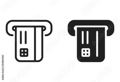Credit card payment terminal icons line and solid style