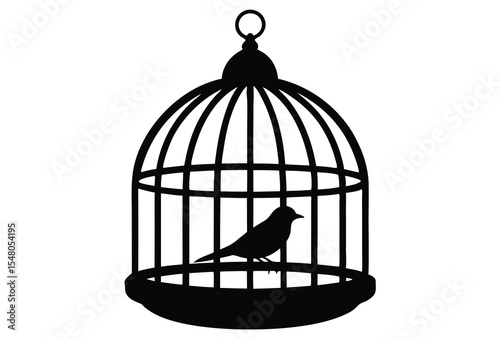 Bird cage silhouette vector illustration isolated on white background vintage birdcage design  
