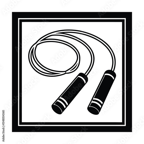 Black and White Jumping Rope Icon
