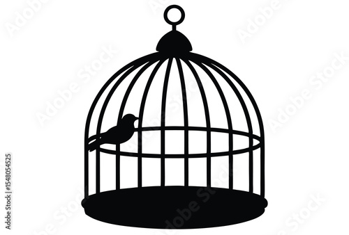 Bird cage silhouette vector illustration isolated on white background vintage birdcage design  
