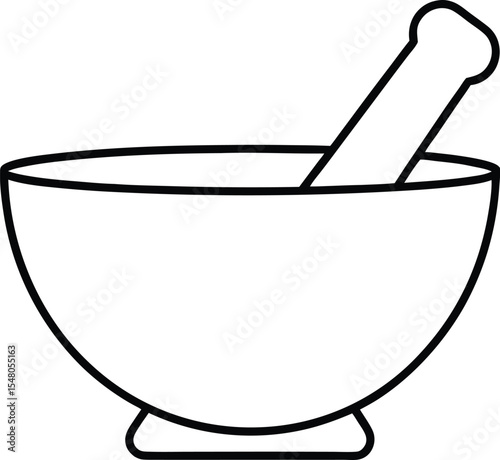 mortar and pestle icon line art vector illustration on transparent background
