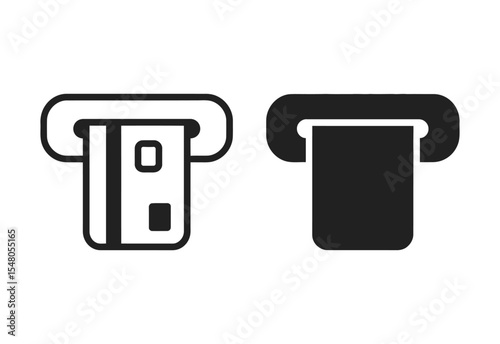 Atm card slot icons line and solid style