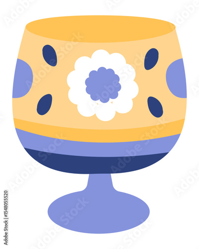 Colorful vase featuring floral and dotted decorations, standing elegantly on a white background, embodying the beauty of ceramic art and enhancing home decor aesthetics