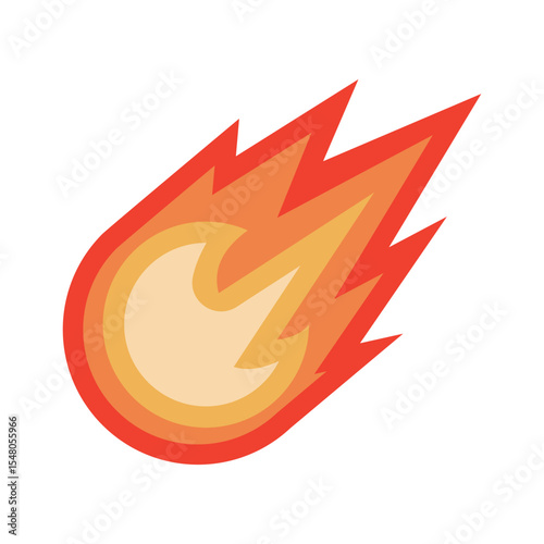Flaming Meteor Vector Illustration Space and Asteroid