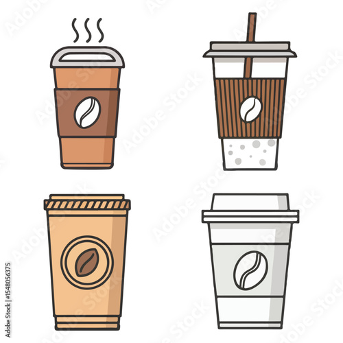 Coffee Cups Hot & Iced Coffee Beverage Icons 130.eps