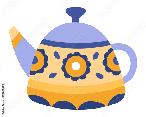 Charming, decorated teapot stands out with its floral pattern, evoking warm and inviting teatime moments, perfect for enjoying a comforting beverage