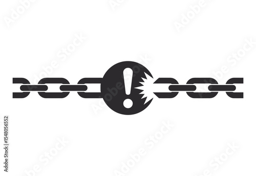 Broken chain link with exclamation mark warning icon