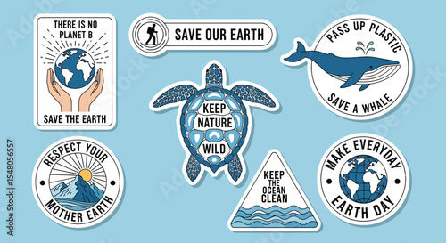 Save Our Earth Eco-Friendly Stickers Promoting Environmental Conservation and Sustainability