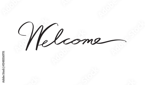 Welcome text font calligraphy hand written lettering script black color object welcome greeting design card banner business welcome work job occupation career welcome happy label teamwork success art