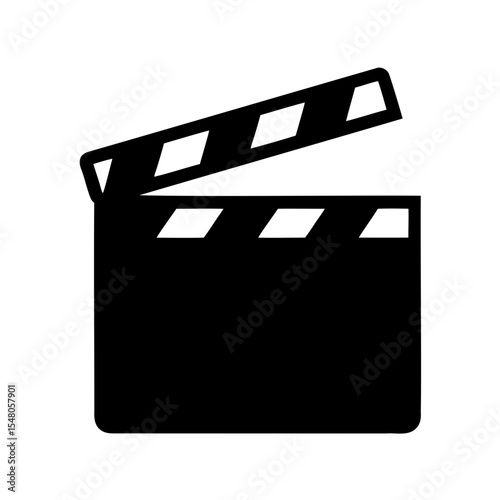 Movie clapperboard silhouette vector, film production icon vector