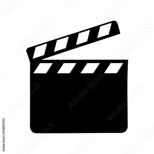 Movie clapperboard silhouette vector, film production icon vector