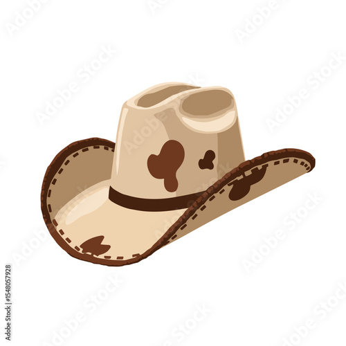 Cartoon cowboy hat with a stylish design on a transparent background
