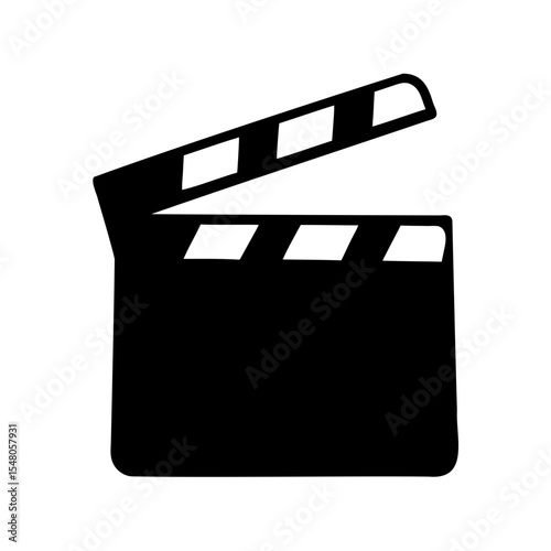 Movie clapperboard silhouette vector, film production icon vector