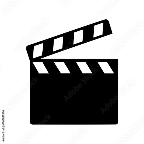 Movie clapperboard silhouette vector, film production icon vector
