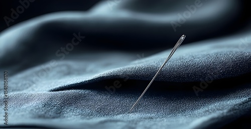 A needle is sticking out of a piece of fabric