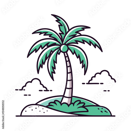tropical island with palms
